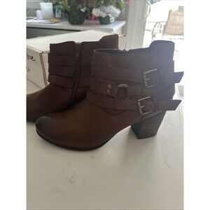 Josef Seibel Women's Size 37/ 6.5M Britney Brown Leather Buckle Ankle Boots